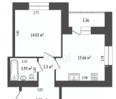 2-комн, 62кв м, этаж 3/9 улица Валентины Плетнёвой, 1