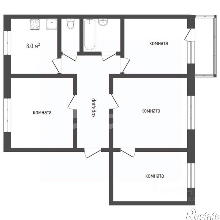 4-комн квартира городской округ Кострома